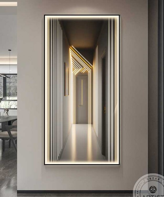Black Frame Unique 3D Motion Printed Wall Panel With Side Lighting